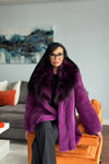 Magenta Black Cross Mink Jacket with Fox Collar