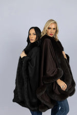 100% Cashmere Cape with Fox Trim