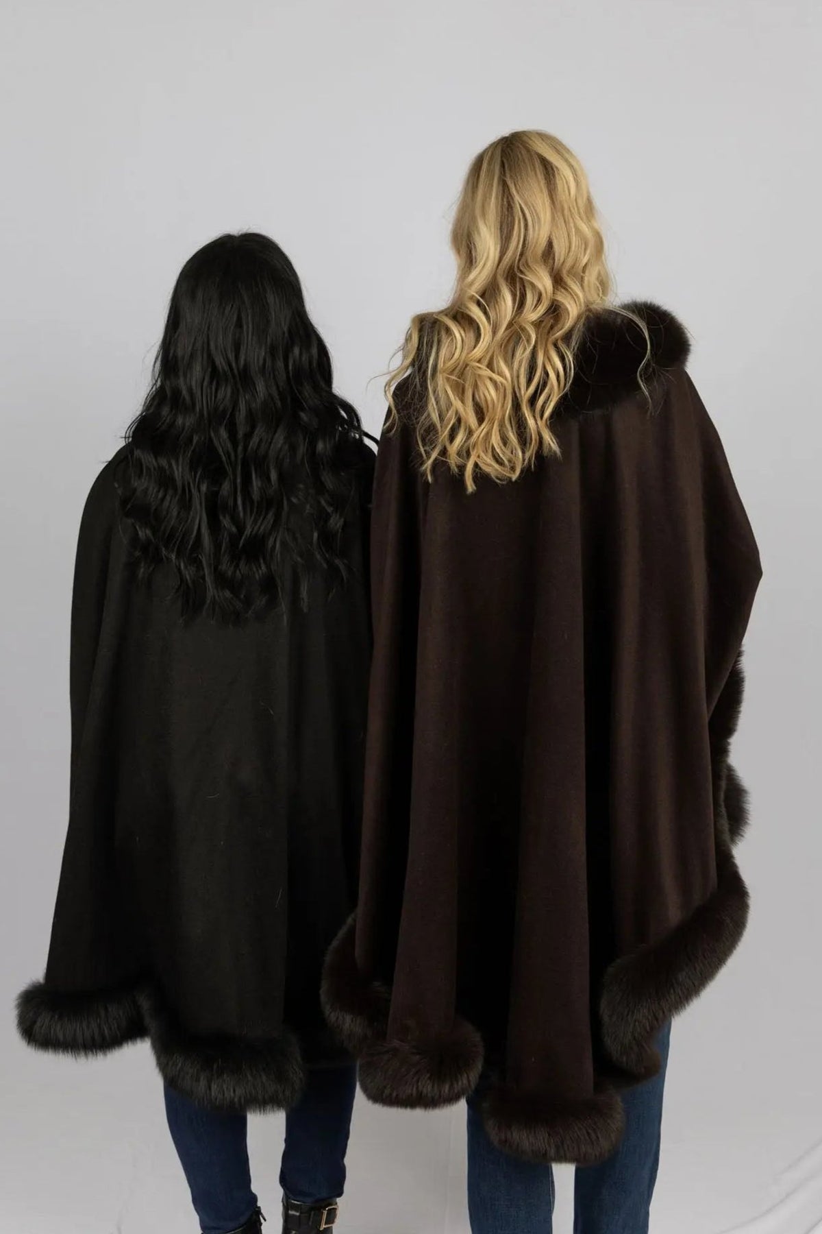 100% Cashmere Cape with Fox Trim