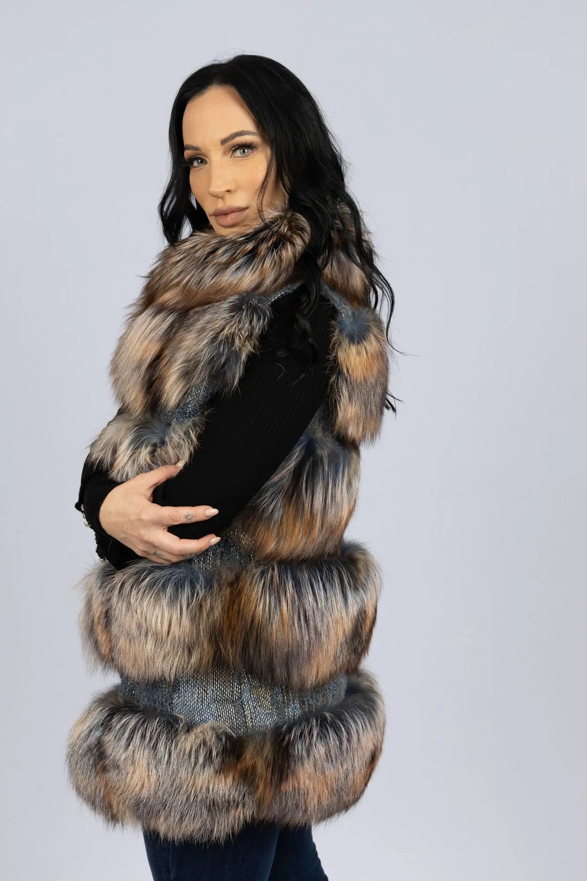 Amber Pink Fox & Fabric Vest