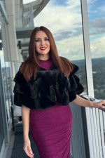 Black 3-Tier Mink Stole