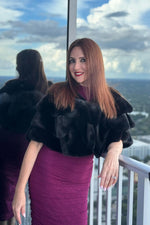 Black 3-Tier Mink Stole