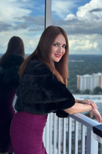 Black 3-Tier Mink Stole