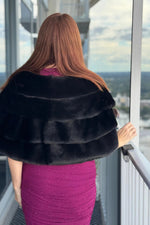 Black 3-Tier Mink Stole