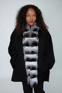 Black Cashmere Cape with Chinchilla Trim