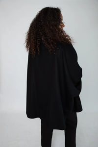 Black Cashmere Cape with Chinchilla Trim