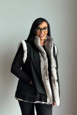 Black Cross Mink Reversible Vest