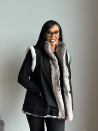 LaBelle Since 1919 Black Cross Mink Reversible Vest