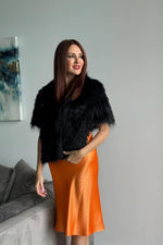Black Feathered Fox Stole