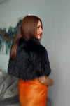 Black Feathered Fox Stole