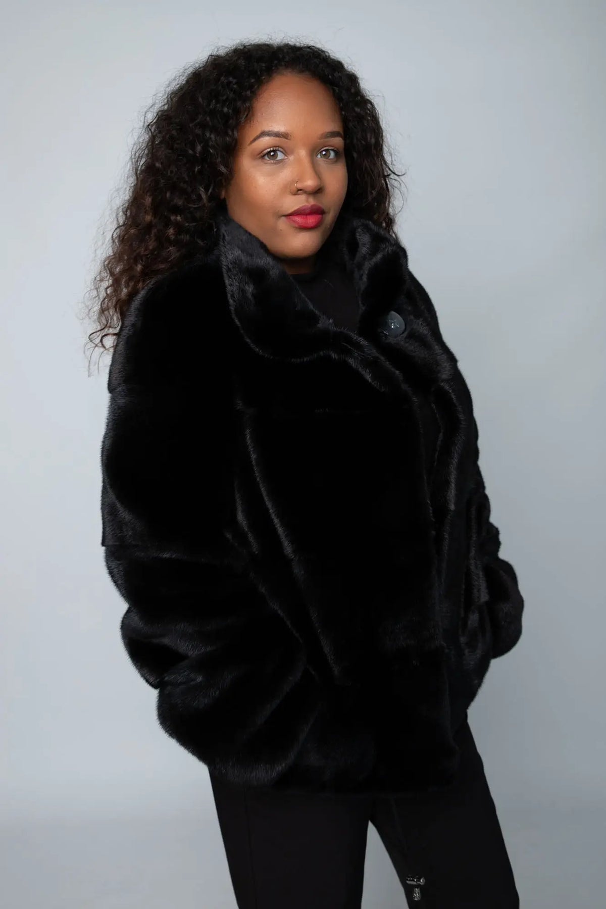 Black Horizontal Mink Jacket