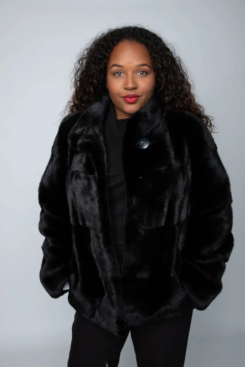 LaBelle Since 1919 Black Horizontal Mink Jacket