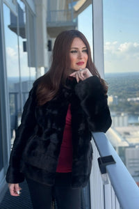 Black Horizontal Mink Jacket
