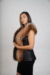 Black Leather & Silver Brown Fox Vest