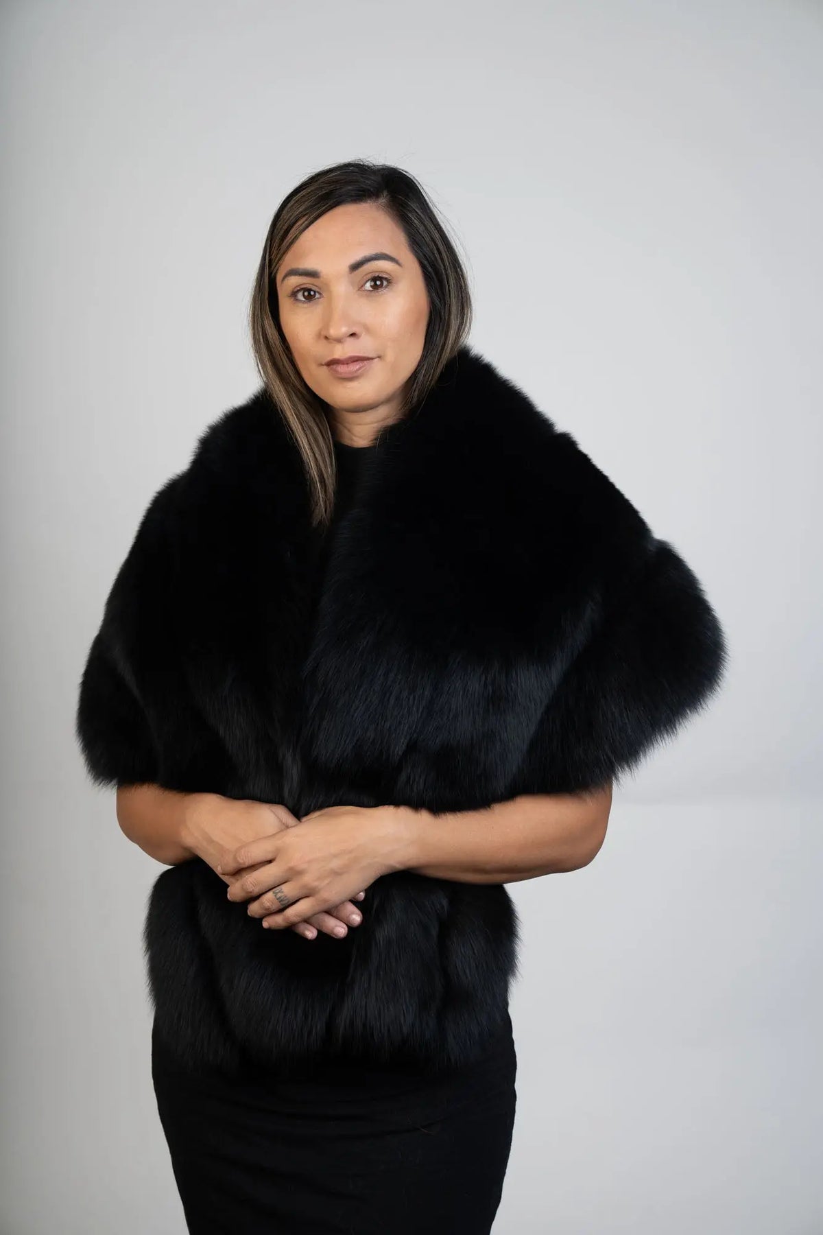 Black Mink & Black Fox Cape