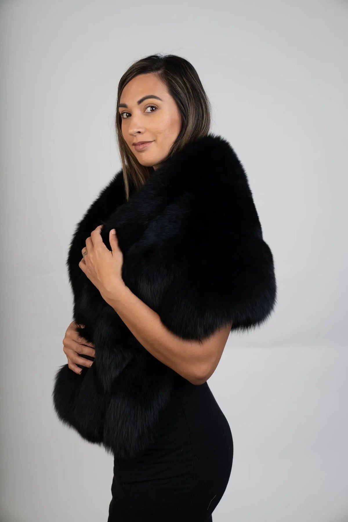 Black Mink & Black Fox Cape