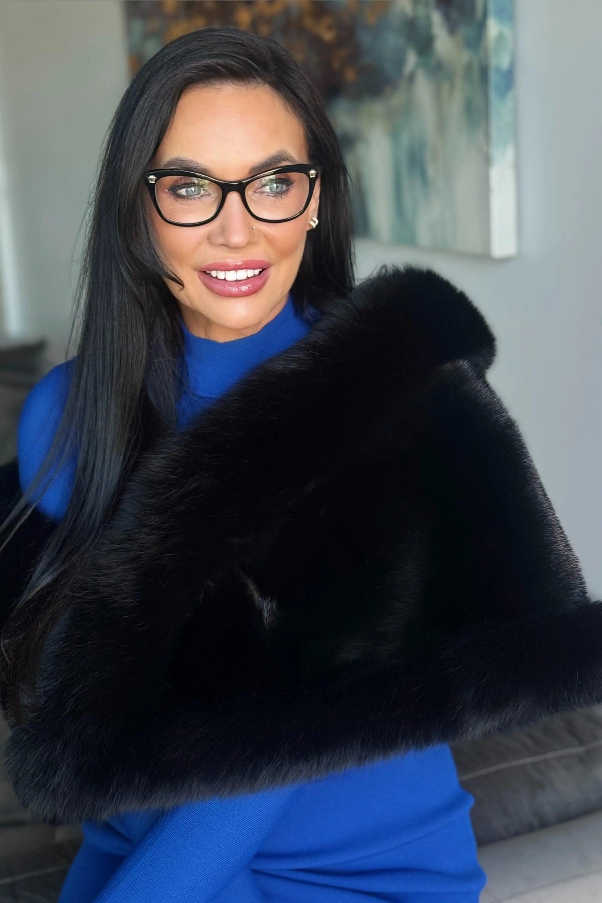 Black Mink & Black Fox Cape