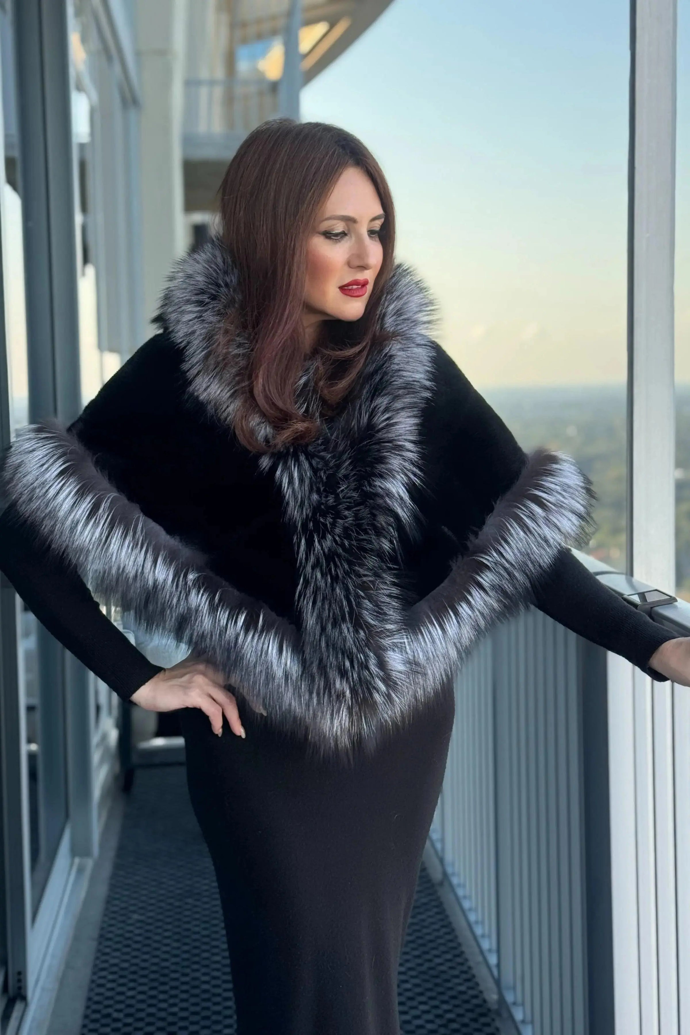 Black Mink & Silver Fox Cape