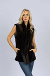 Sheared Full Skin Mink Reversible to Tafetta Vest with Trim