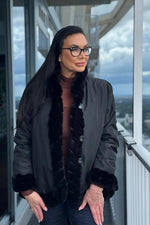 Black Sheared Mink Reversible Jacket with Rexx Rabbit Trim