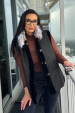 Black Sheared Mink Reversible Vest with Lynx Collar