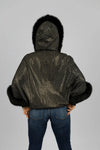 Black and Silver Poncho with Hood