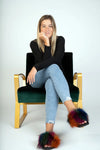LaBelle Since 1919 Black with vivacious Rainbow Tips Fox Slippers