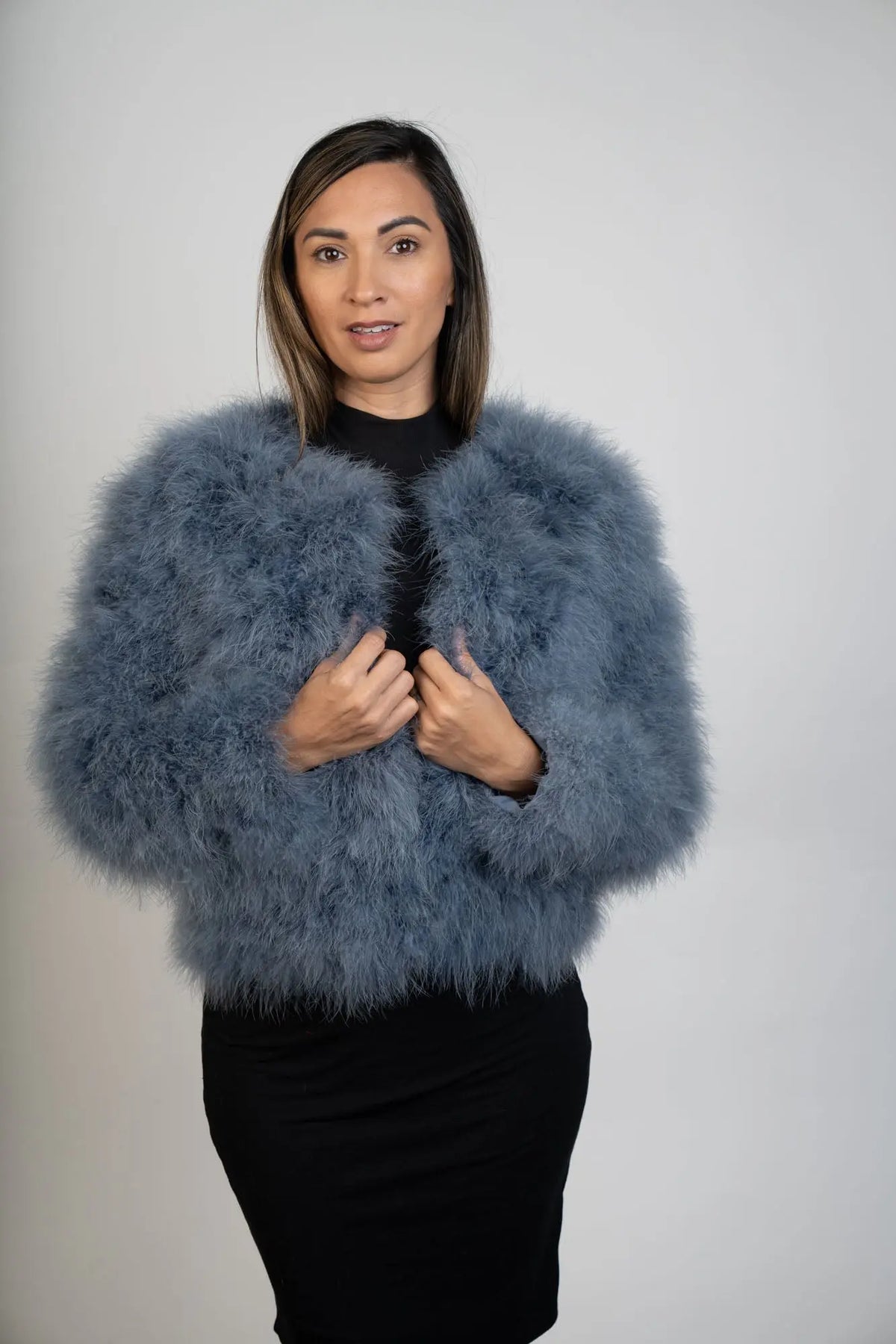 LaBelle Since 1919 Blue Feathered Jacket