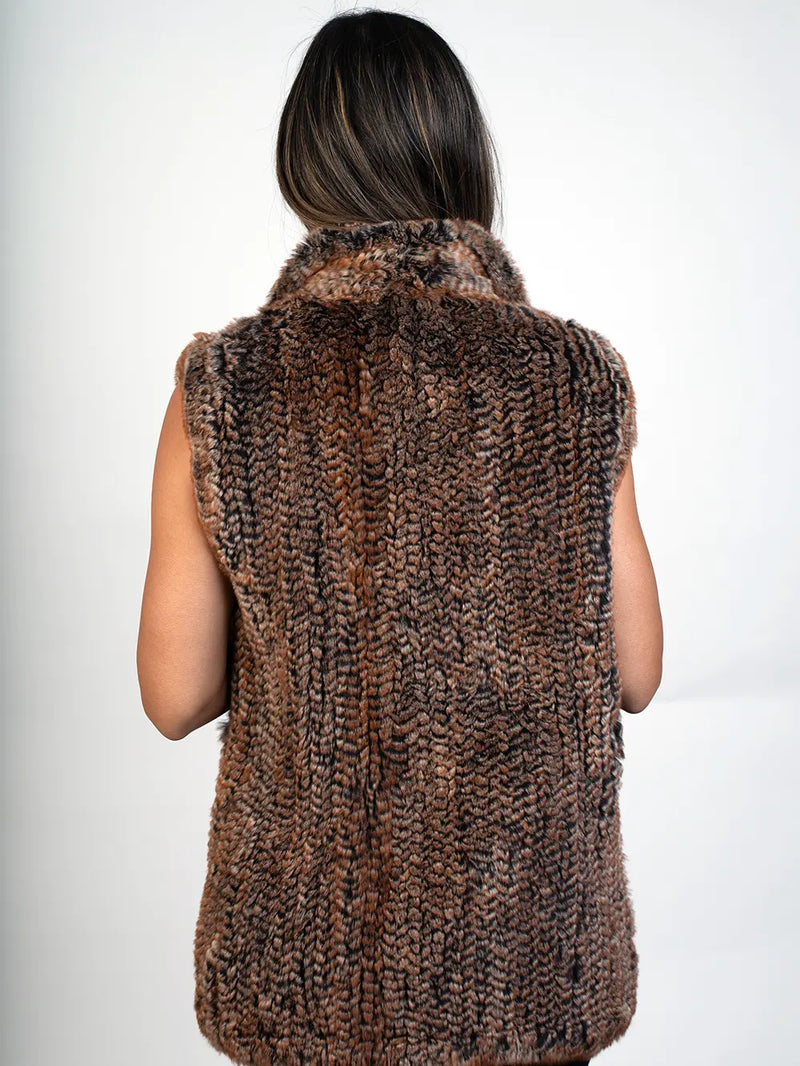 LaBelle Since 1919 Brown Knitted Rex Rabbit Vest