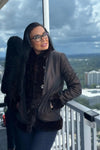 Brown Sheared Mink Reversible Jacket with Rexx Rabbit Trim