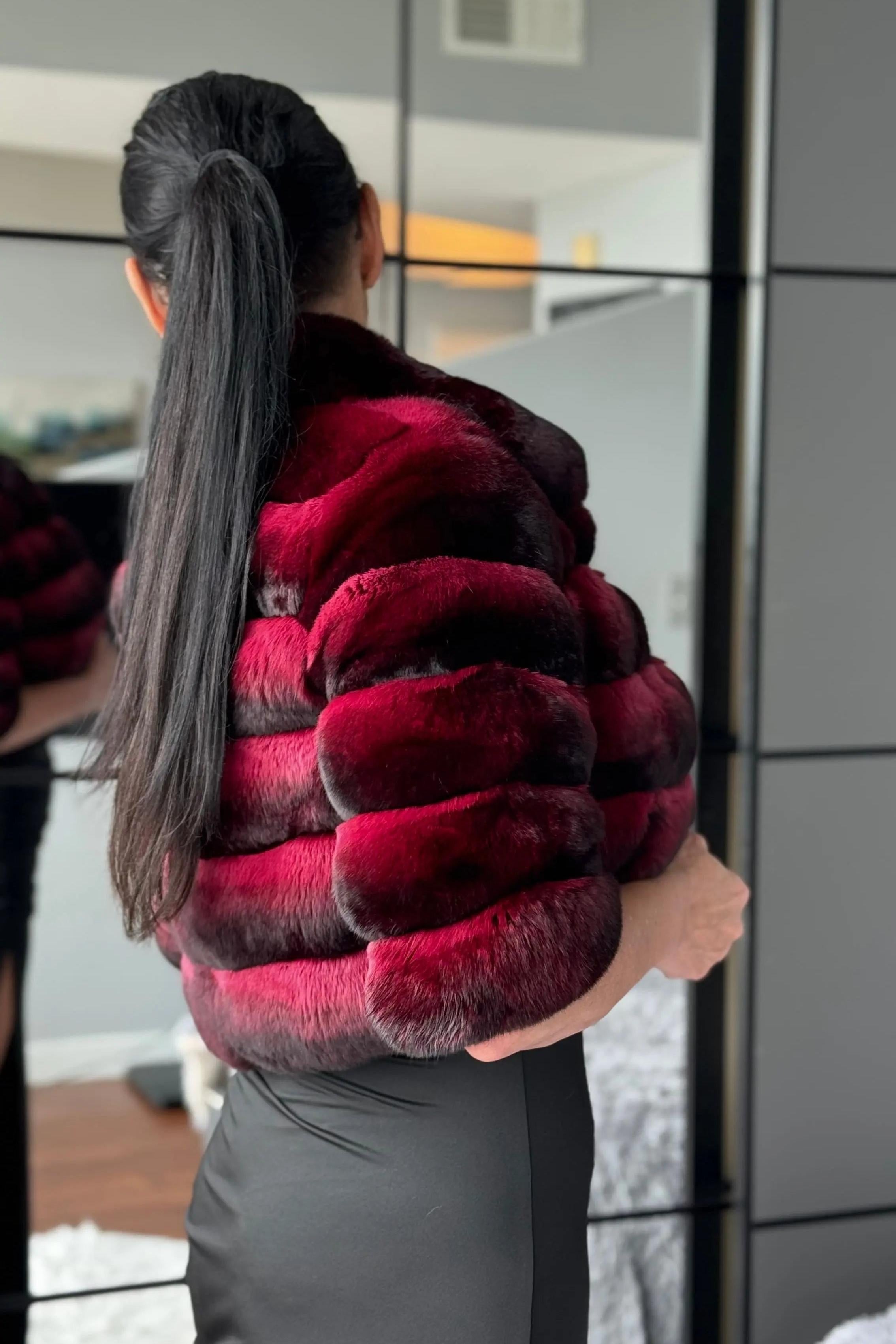 Burgundy Chinchilla Bolero Jacket – LaBelle Since 1919