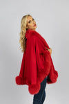 Candy Apple 100% Cashmere Cape with Fox Trim