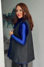 Cobalt Blue Dyed Sheared Mink Reversible Vest