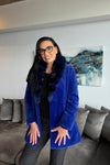 Cobalt Blue Sheared Mink Stroller with Chinchilla Collar
