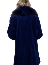Blue Sheared Mink Stroller W/Blue Dyed Silver Fox Shawl Collar & Cuffs