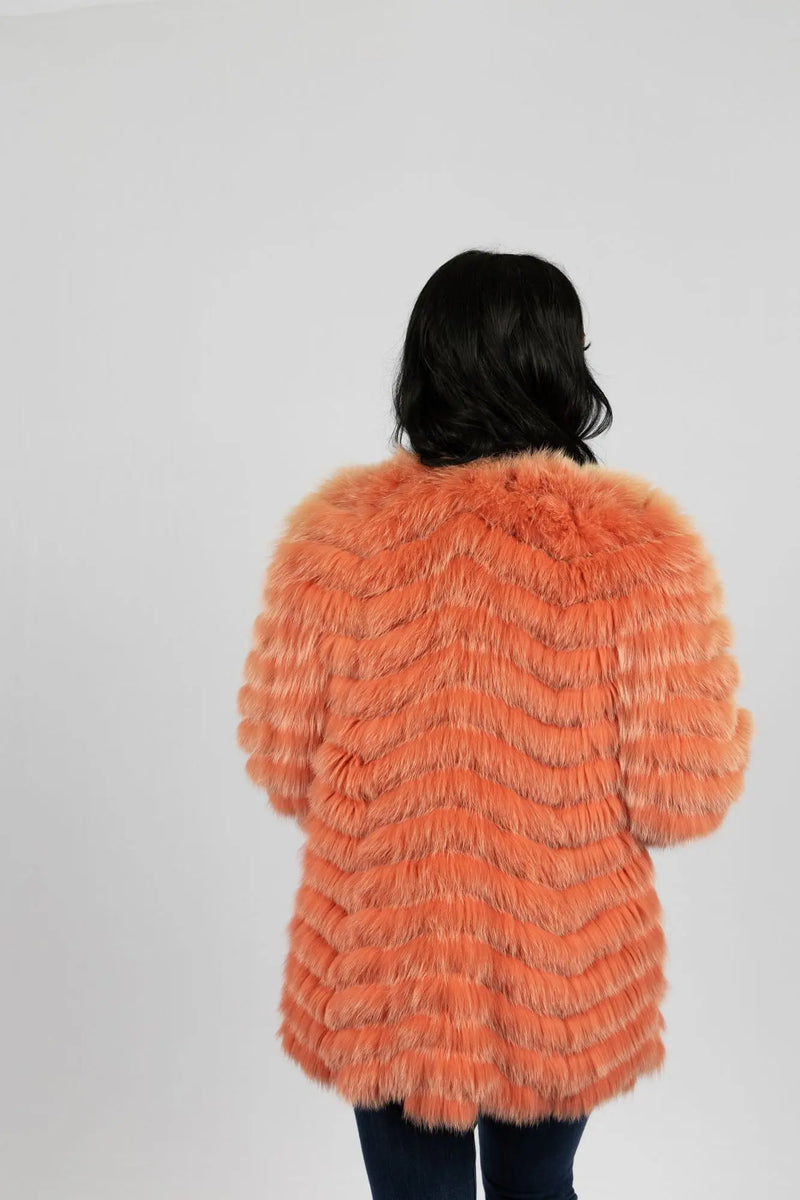 Coral Puff Dyed Fox Jacket