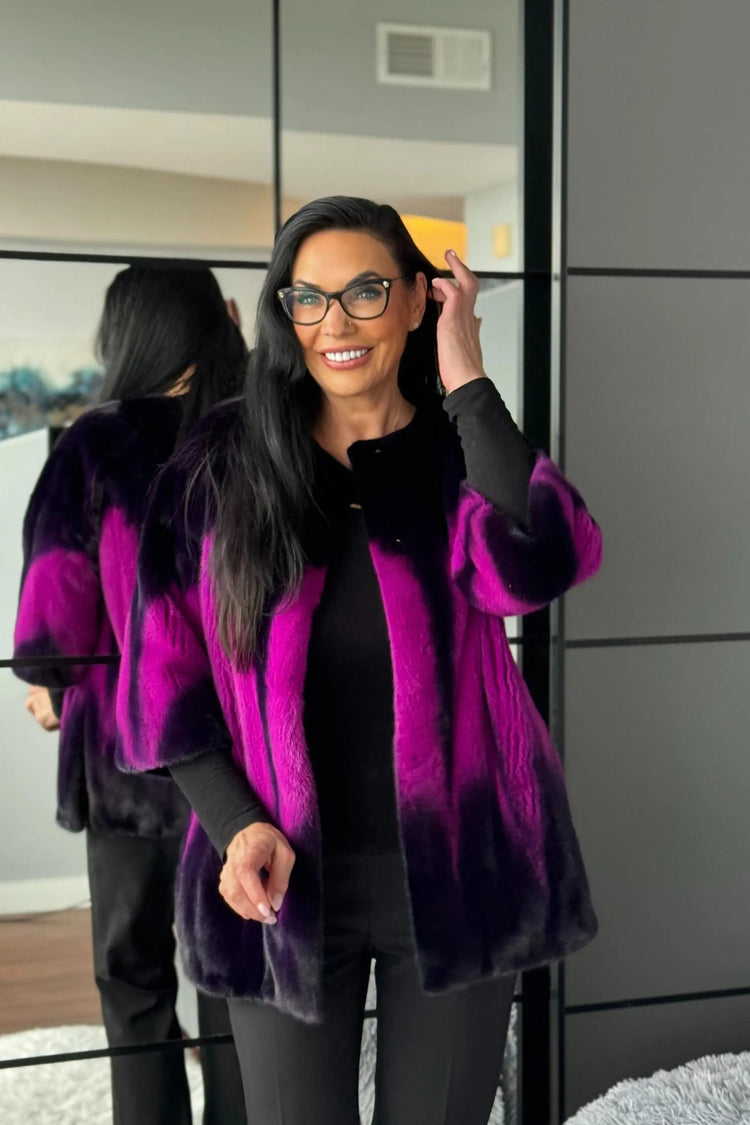 New Degradé Dyed Magenta Pink Collarless Jacket