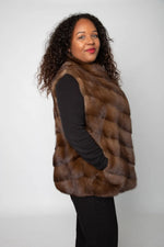 Demi Buff Chevron Mink Vest