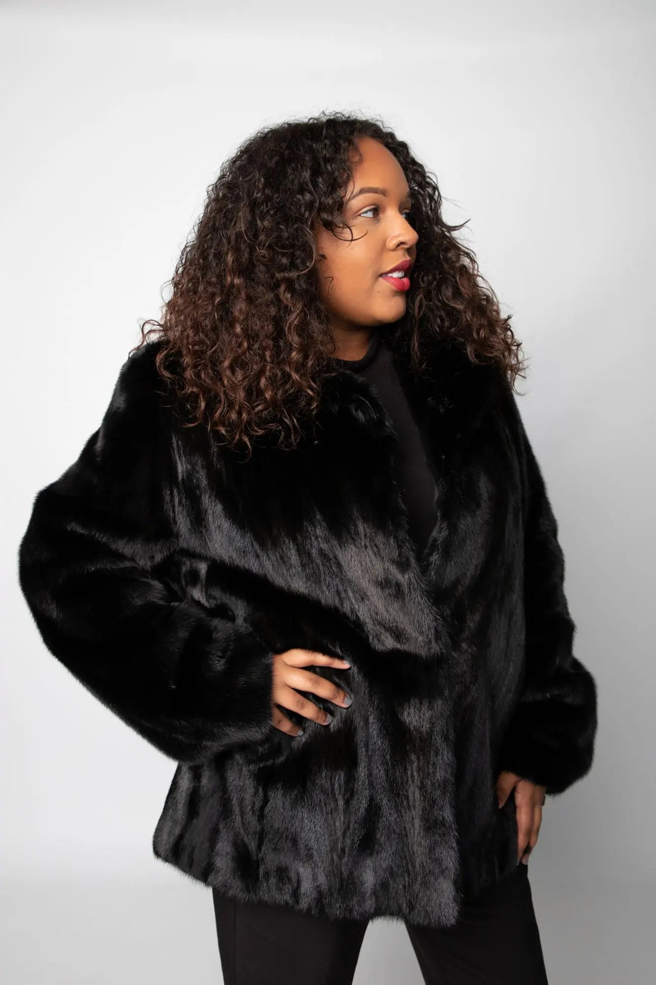 Dyed Black Mink Female Jacket