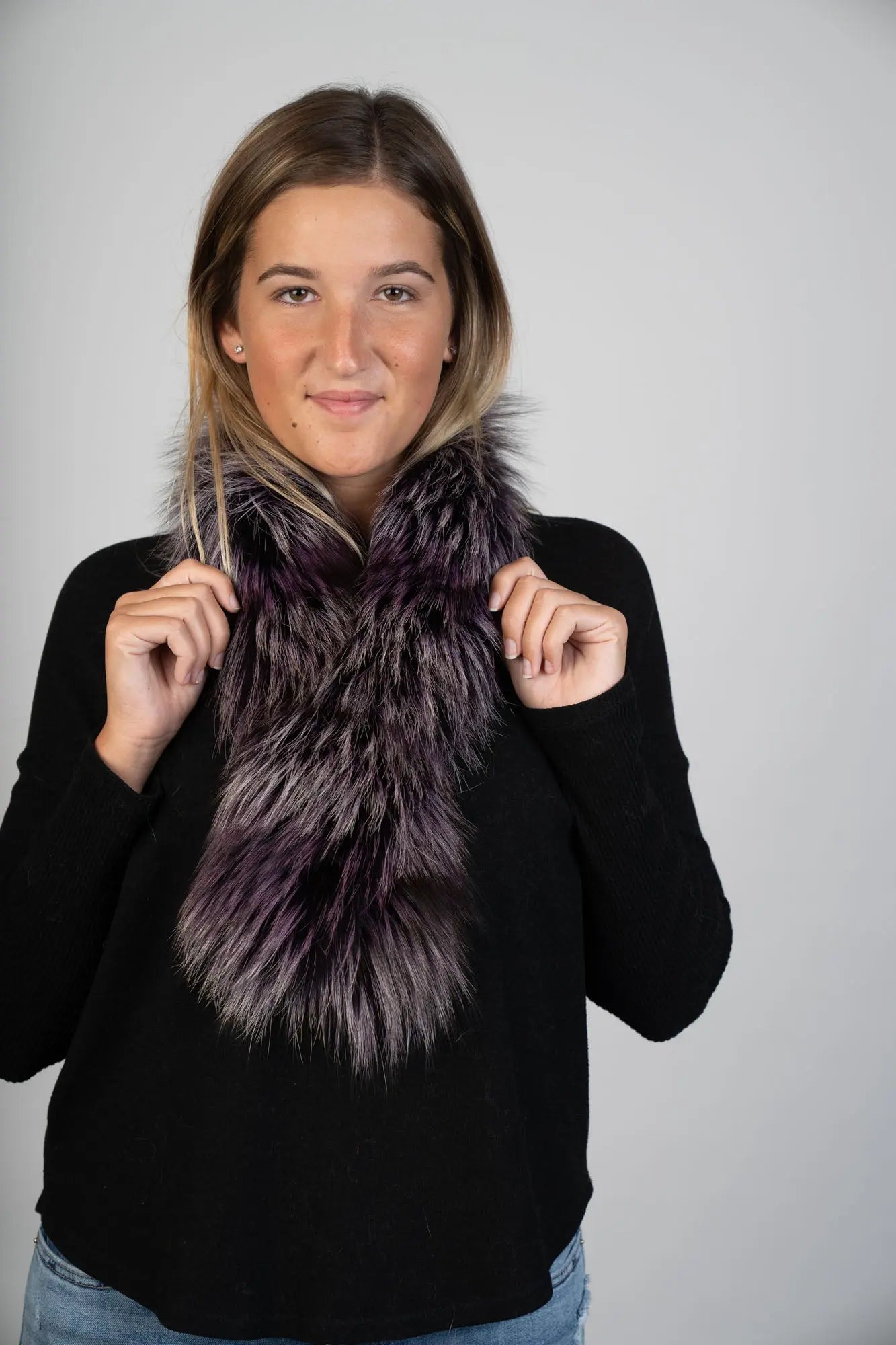 Dyed Purple Fox Pelt Scarf