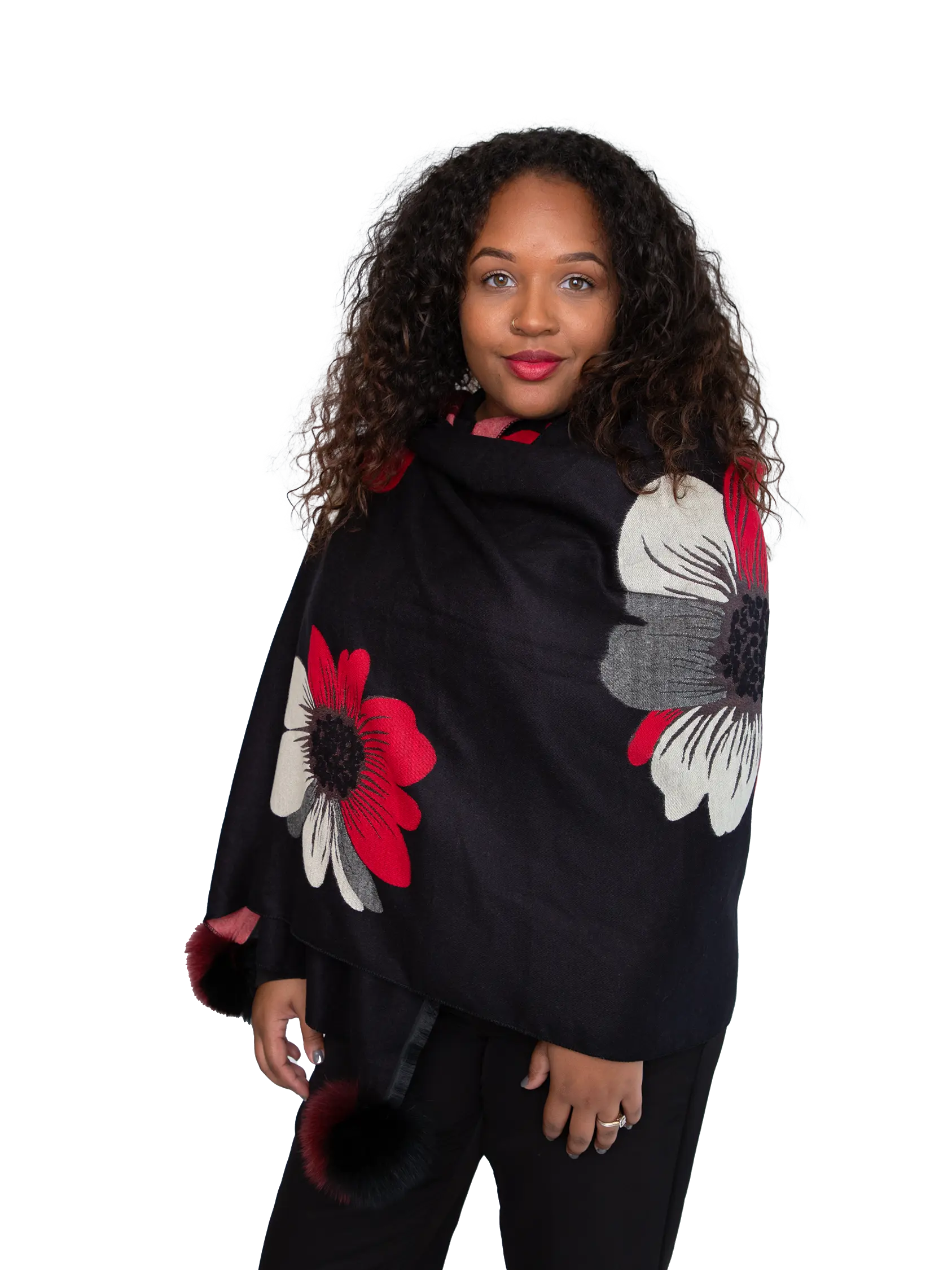 Black pom online pom scarf