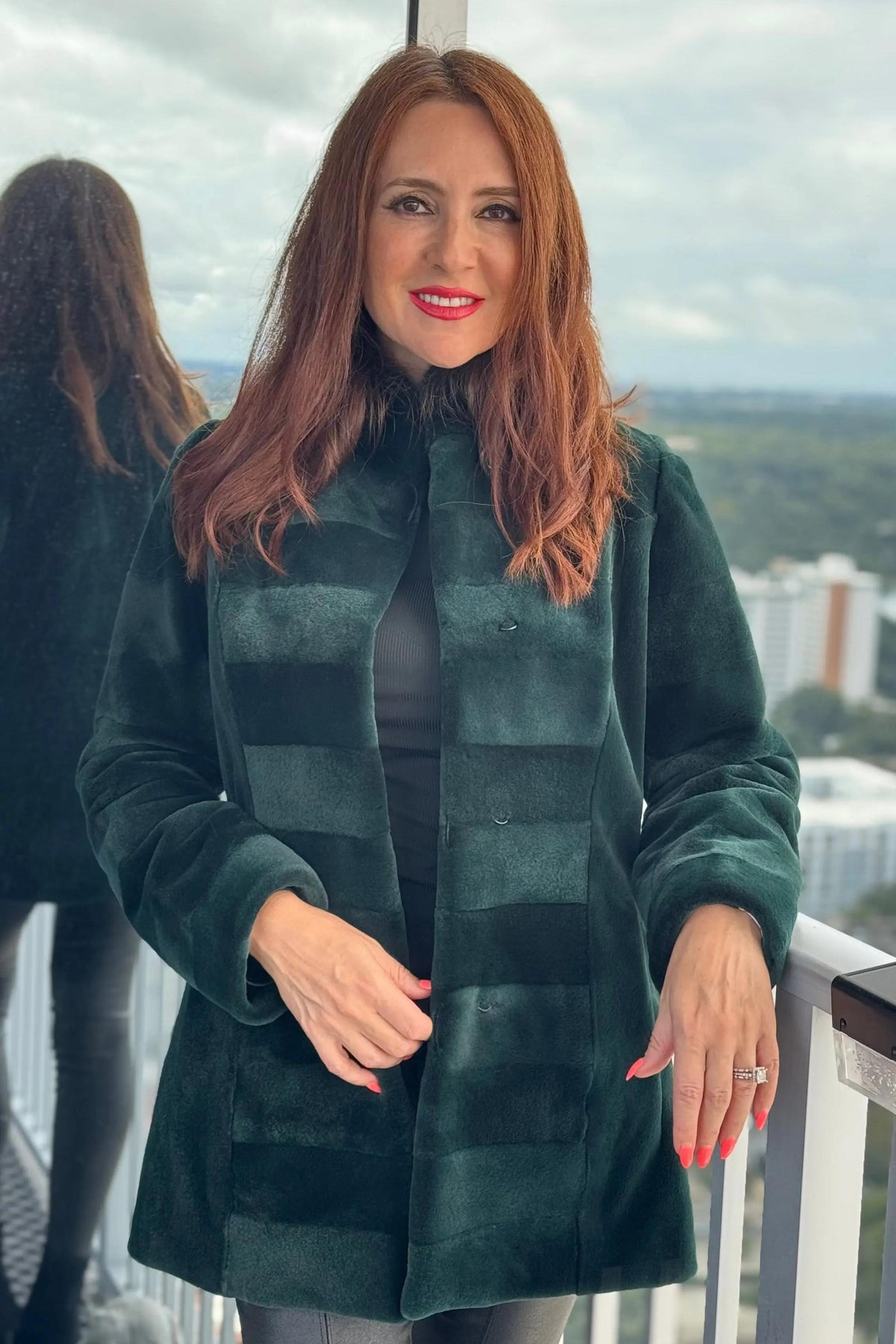Emerald Green Sheared Mink Reversible Jacket