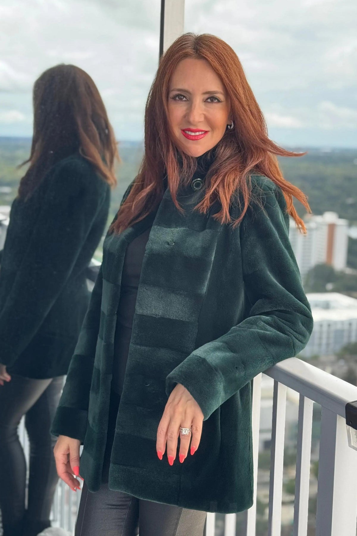 Emerald Green Sheared Mink Reversible Jacket