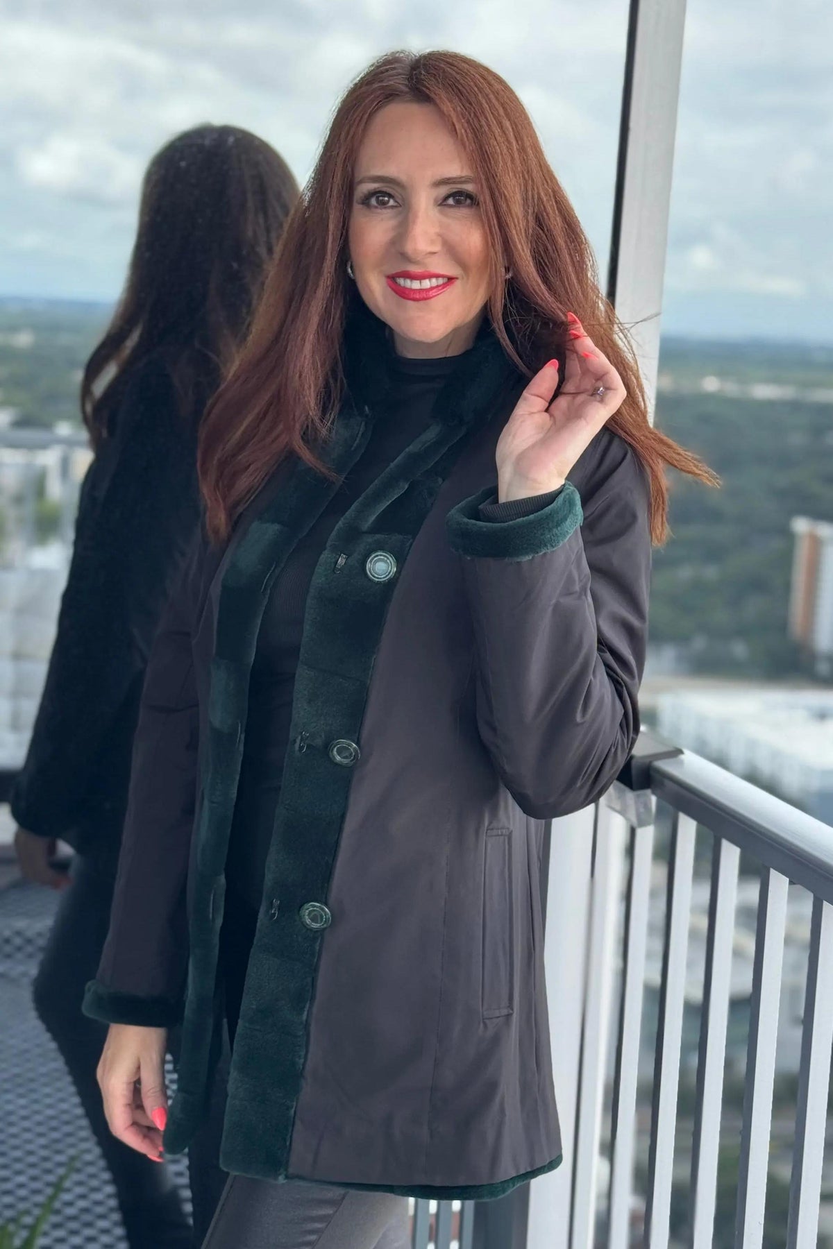 Emerald Green Sheared Mink Reversible Jacket