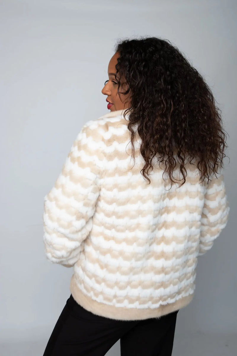 Fawn White Checkered Reversible Mink Jacket