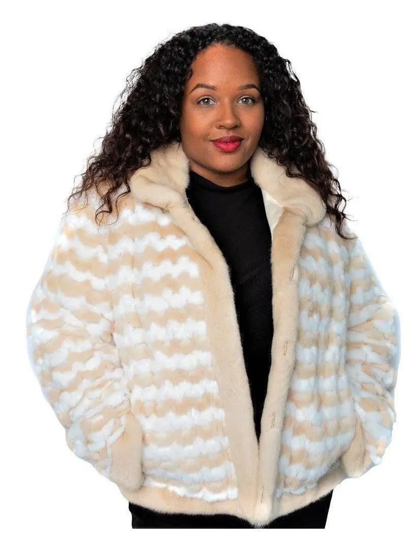 Reversible mink coat with clearance hood