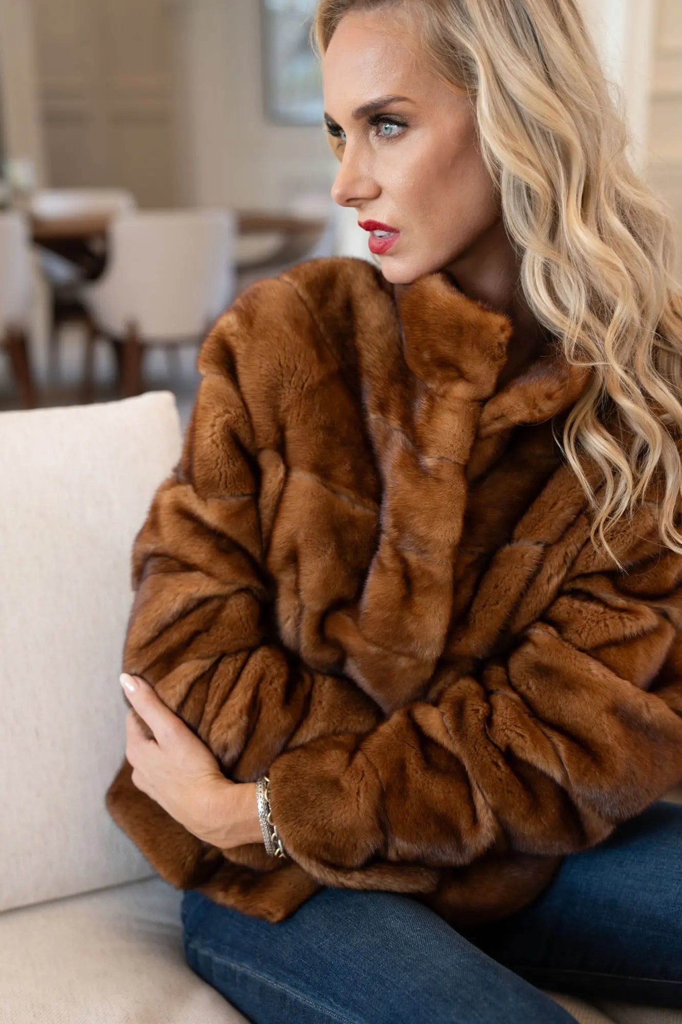 Female Dyed Cognac Mink Jacket