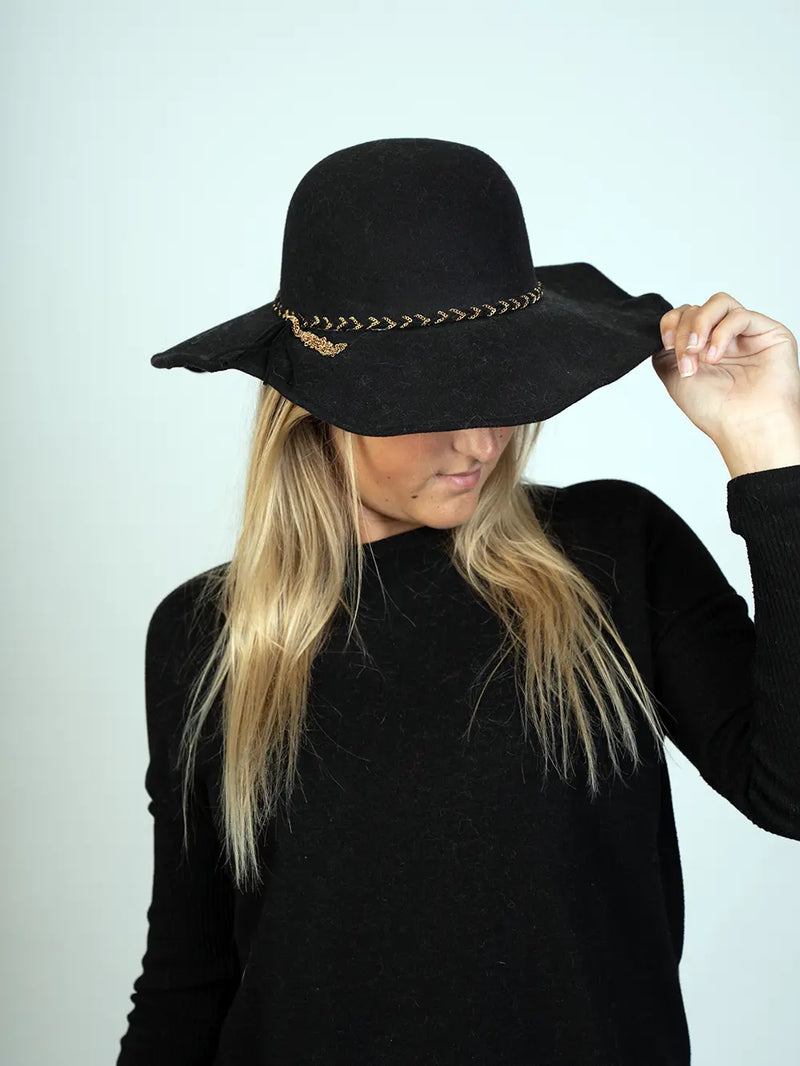LaBelle Since 1919 Flat Hat with Chain Detail