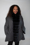 Grey Cashmere Cape with Grey Dyed Chinchilla Cape