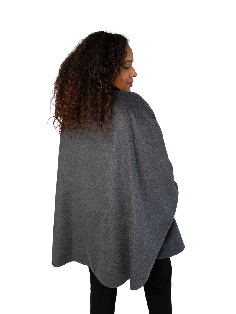 Grey Cashmere Cape with Grey Dyed Chinchilla Cape